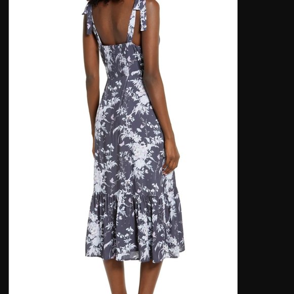 PAIGE Tolucah Floral Print Tie Shoulder Sundress Blue - Picture 5 of 8